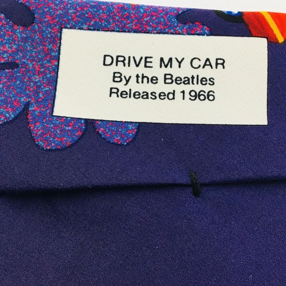 The Beatles Tie Drive My Car Purple Red 100% Silk 1991 Necktie Collector Classic